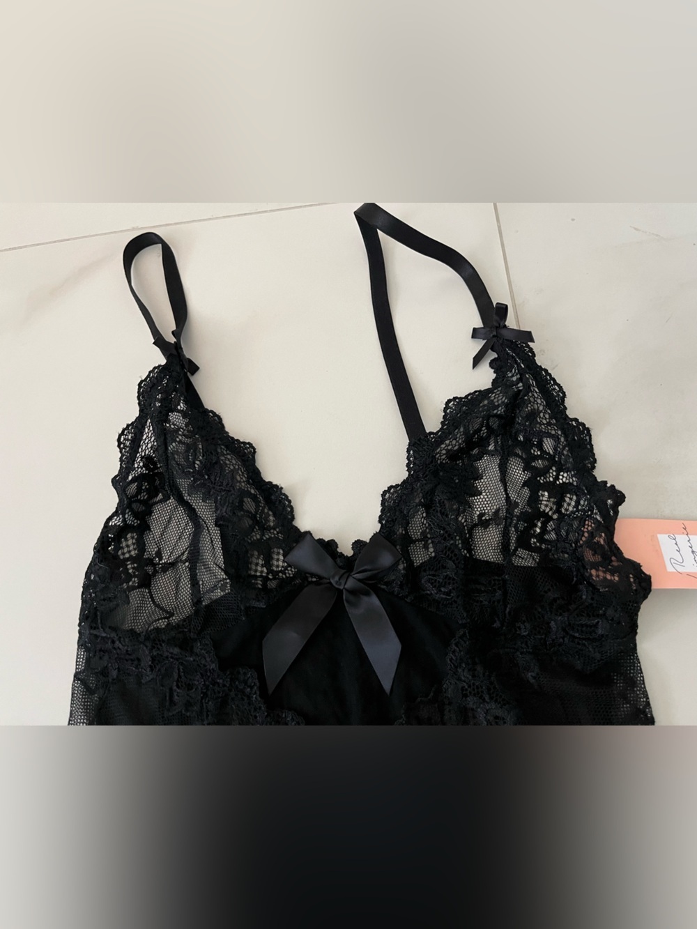 Oh La La Cheri VALENTINE LACEY BABYDOLL - BLACK - Picture 3 of 9